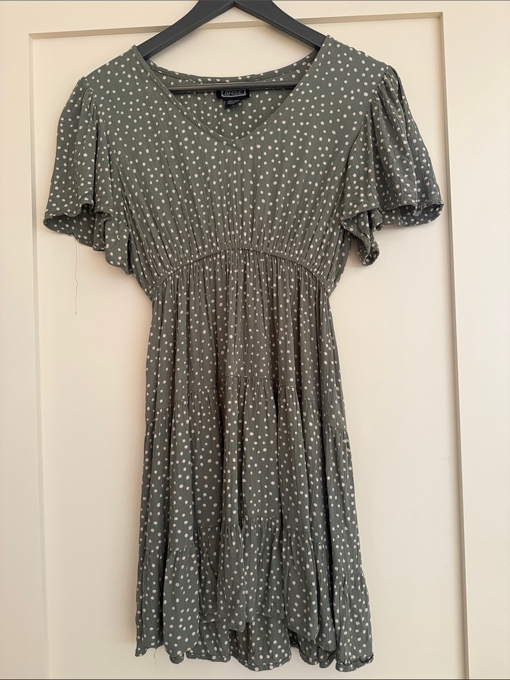 Angie Juniors Olive Green Polka Dot Mini Dress - size S